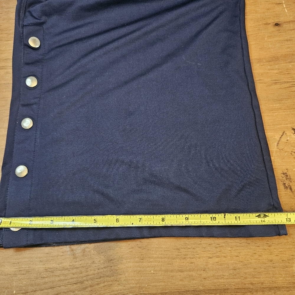 Aerie Pull On Side Snap Culotte Wide Leg Cropped Pants Pockets Navy Size Medium - Picture 11 of 14